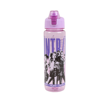 1075 ml lock-top water bottle with purple lid, NTP-style print and demon hunters figures