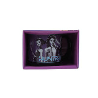14oz ceramic mug in purple gift box with illustrated character print