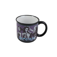 Black 14oz ceramic mug with character graphic and blank interior rim