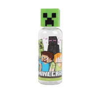 Minecraft-themed 560 ml water bottle with 3D character cap, front graphics