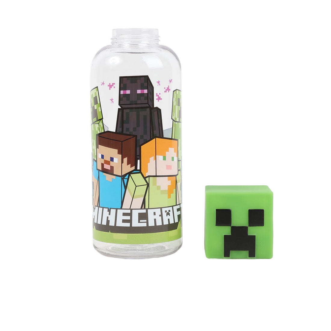 560 ml Minecraft water bottle with character cap; cap shown separately