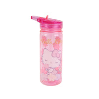 Hello Kitty large Ecozen water bottle in pink with straw and hinged lid, front print