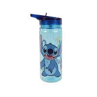 Large Ecozen water bottle with blue cap and Stitch palm graphic, light blue body