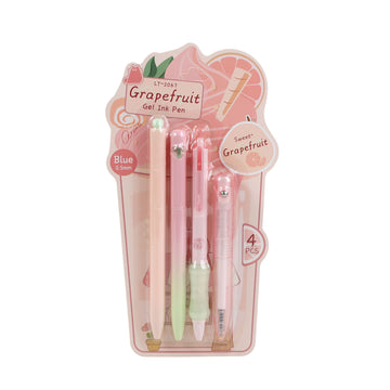 Grapefruit gel ink pens blister pack, 4-count; green and pink pens with 0.5mm tips