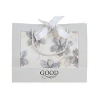 Medium gift bag with ribbon handles, gray, floral print window