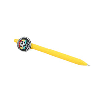Soccer ball eraser pen with yellow barrel and black/white ball cap