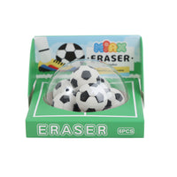 Boxed set of soccer ball-shaped erasers, 6 pcs, with black-and-white ball designs