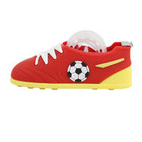 Red shoe-shaped football tape dispenser with soccer ball and clear tape roll