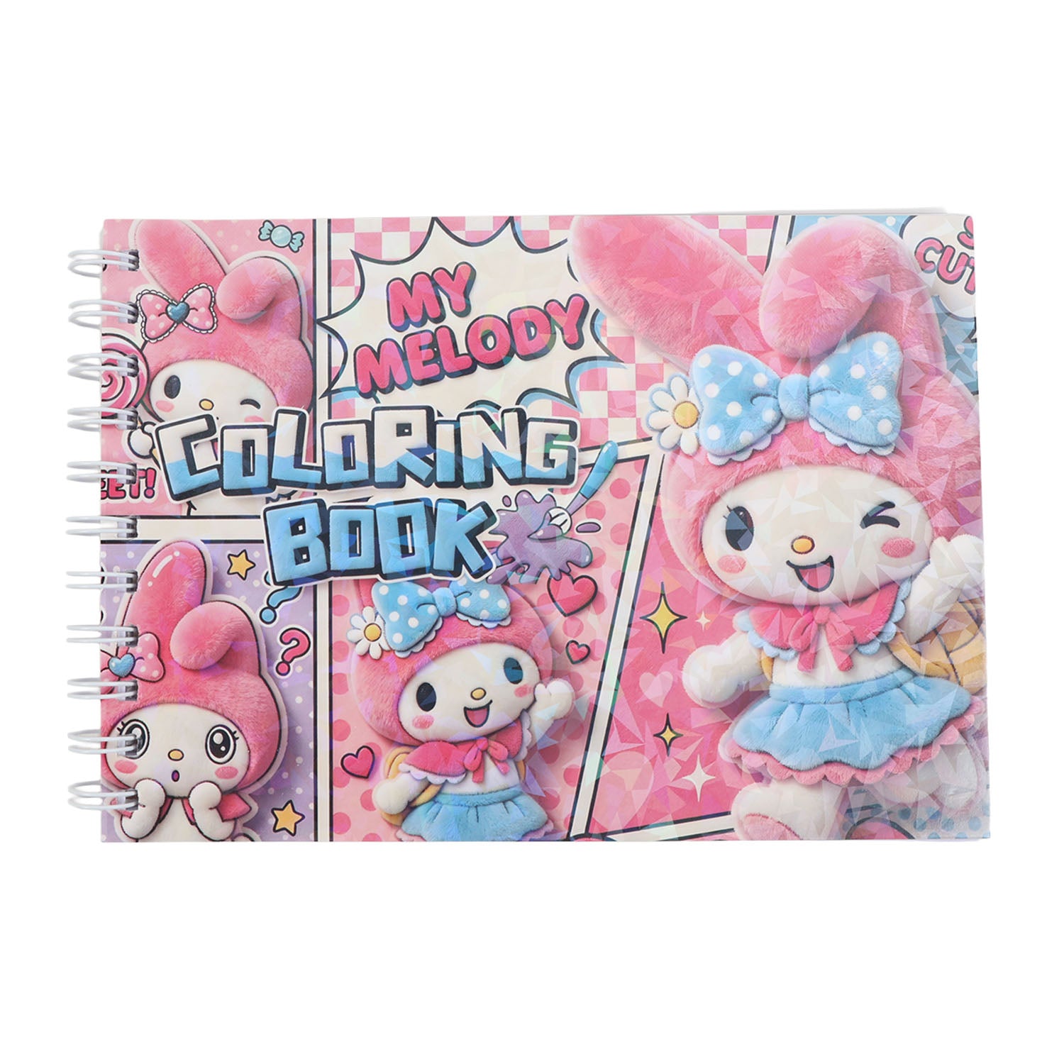 Pink My Melody colouring book drawing notebook with spiral rings and bow character art