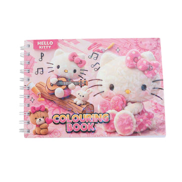 Pink Hello Kitty colouring book drawing notebook with spiral rings and music icons