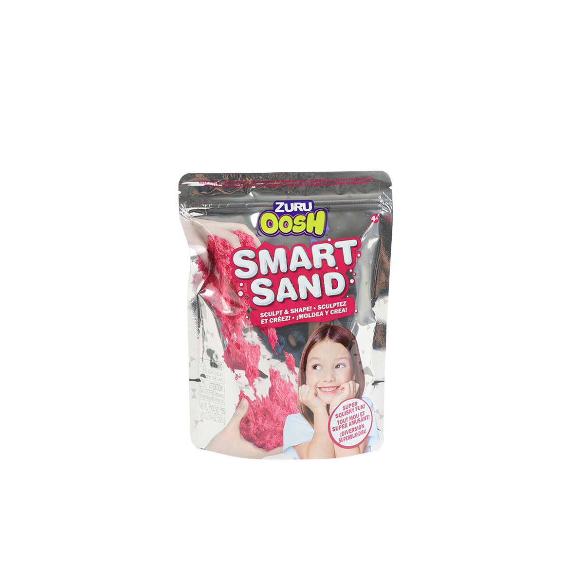 Smart Sand pouch with red pink sculpting sand