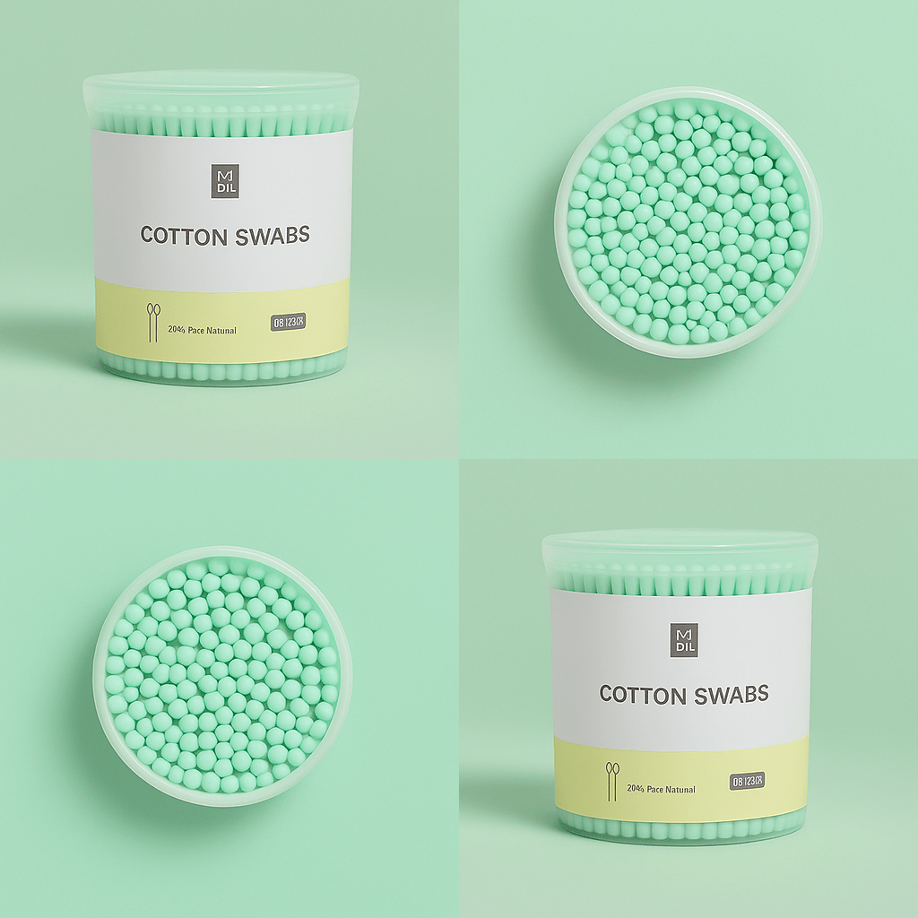 200 Pcs Soft Cotton Swabs - Natural Cotton - MIDI