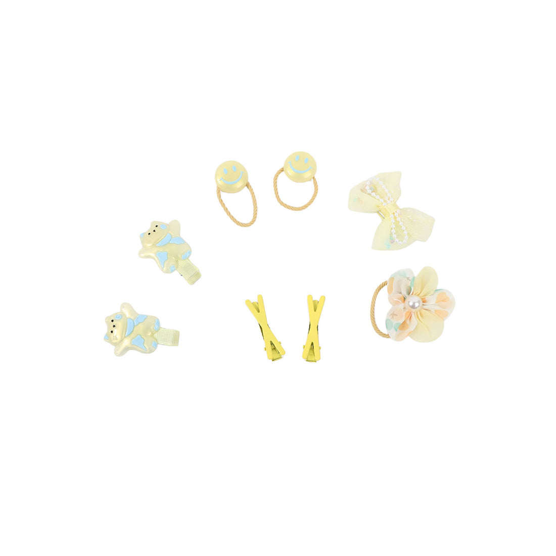 Children's hair accessories set with star clips, hair ties, bow and flower