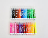 Assorted cartoon stamp watercolor pens, multicolor tips in tray view