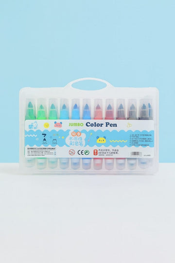 24-color cartoon stamp watercolor pen set in clear box with label and compartments