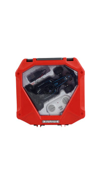 Red remote controller with clear display window and buttons