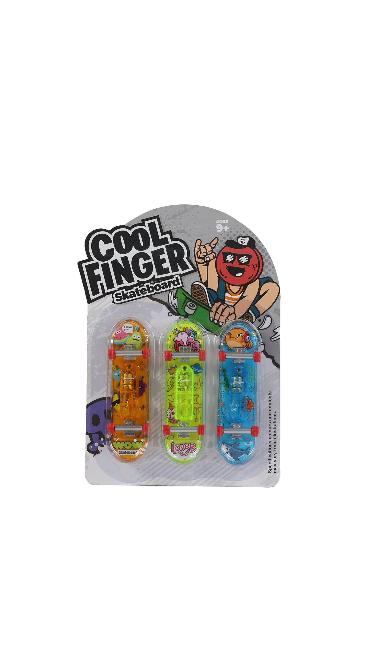 Cool finger skateboard set of 3 mini boards in blister pack