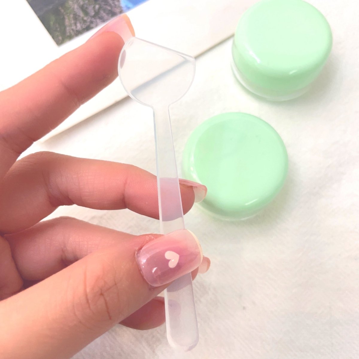 2x Mint Green Cream Jars + Spatula - MIDI