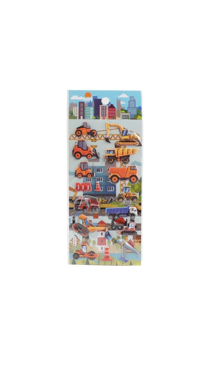 3D Construction Vehicle Stickers for Kids - MIDI