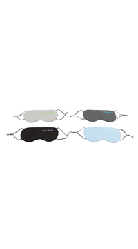 Assorted 3D sleep eye masks in light and dark tones, plus blue, with elastic straps