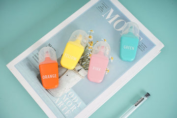 Highlighter set with orange, pink, green, and yellow chisel tips