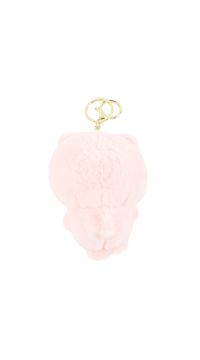 Pink plush pajama character with gold key ring