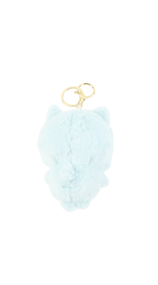 Blue plush pajama character with gold key ring