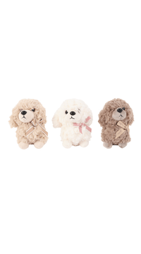 Scented teddy puppy plush, three assorted colors: beige, white, brown