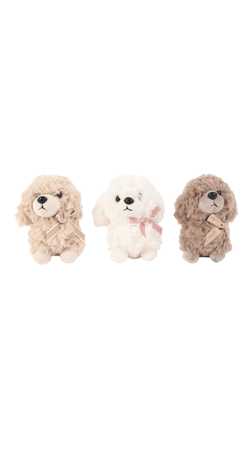 Scented teddy puppy plush, three assorted colors: beige, white, brown