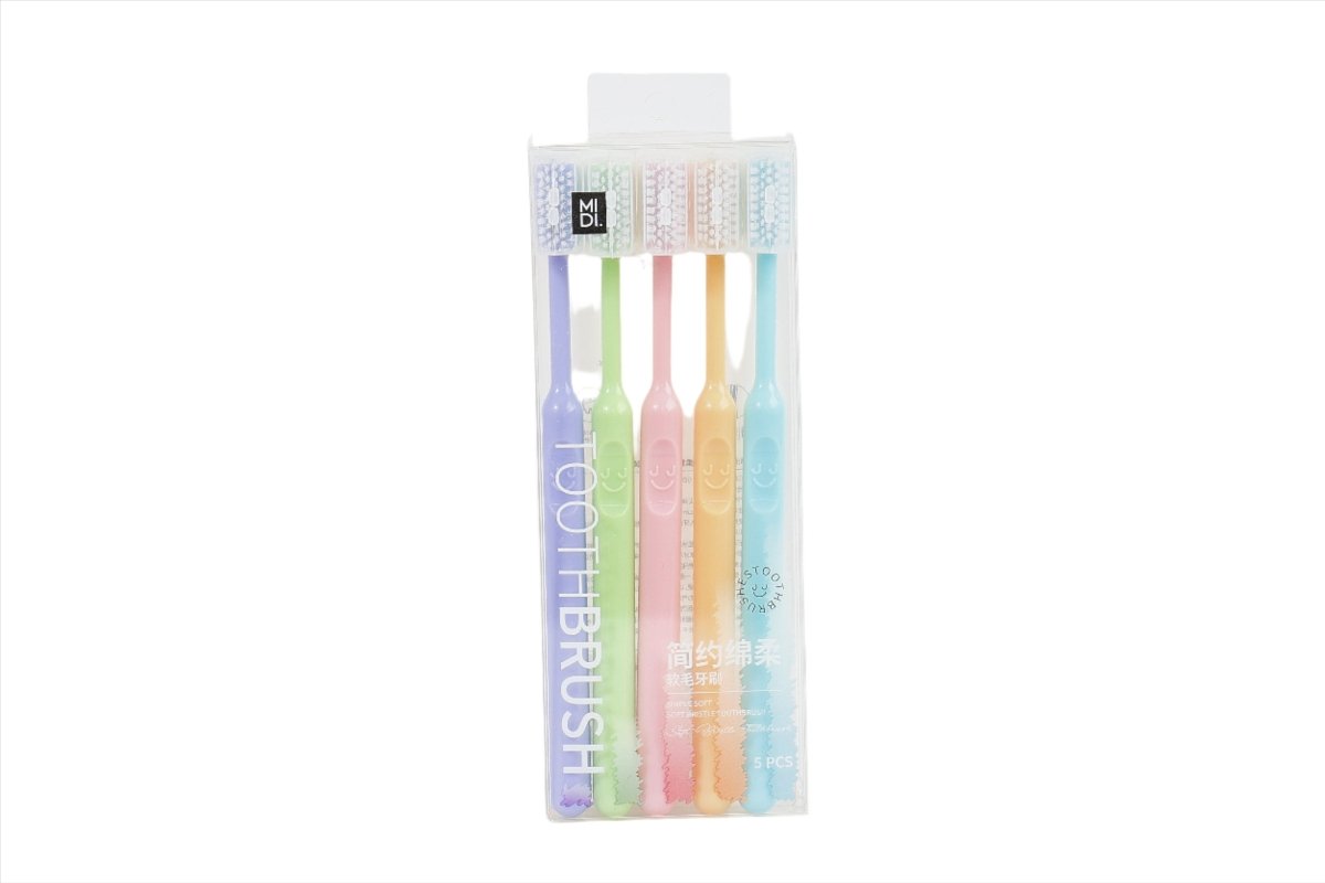 5 Soft Pastel Toothbrushes - MIDI