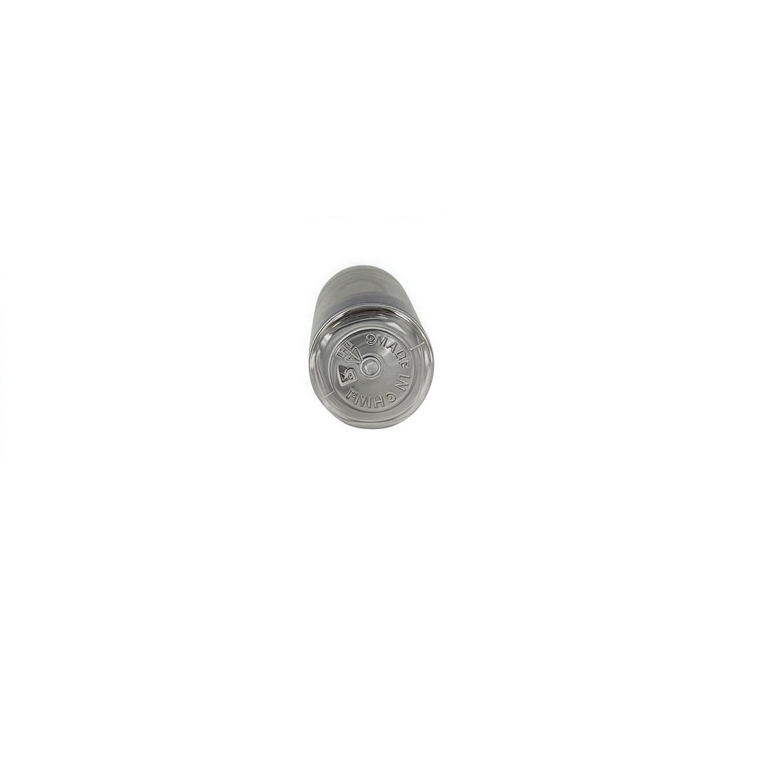 50ml empty travel bottle cap underside, silver aluminum with textured edge