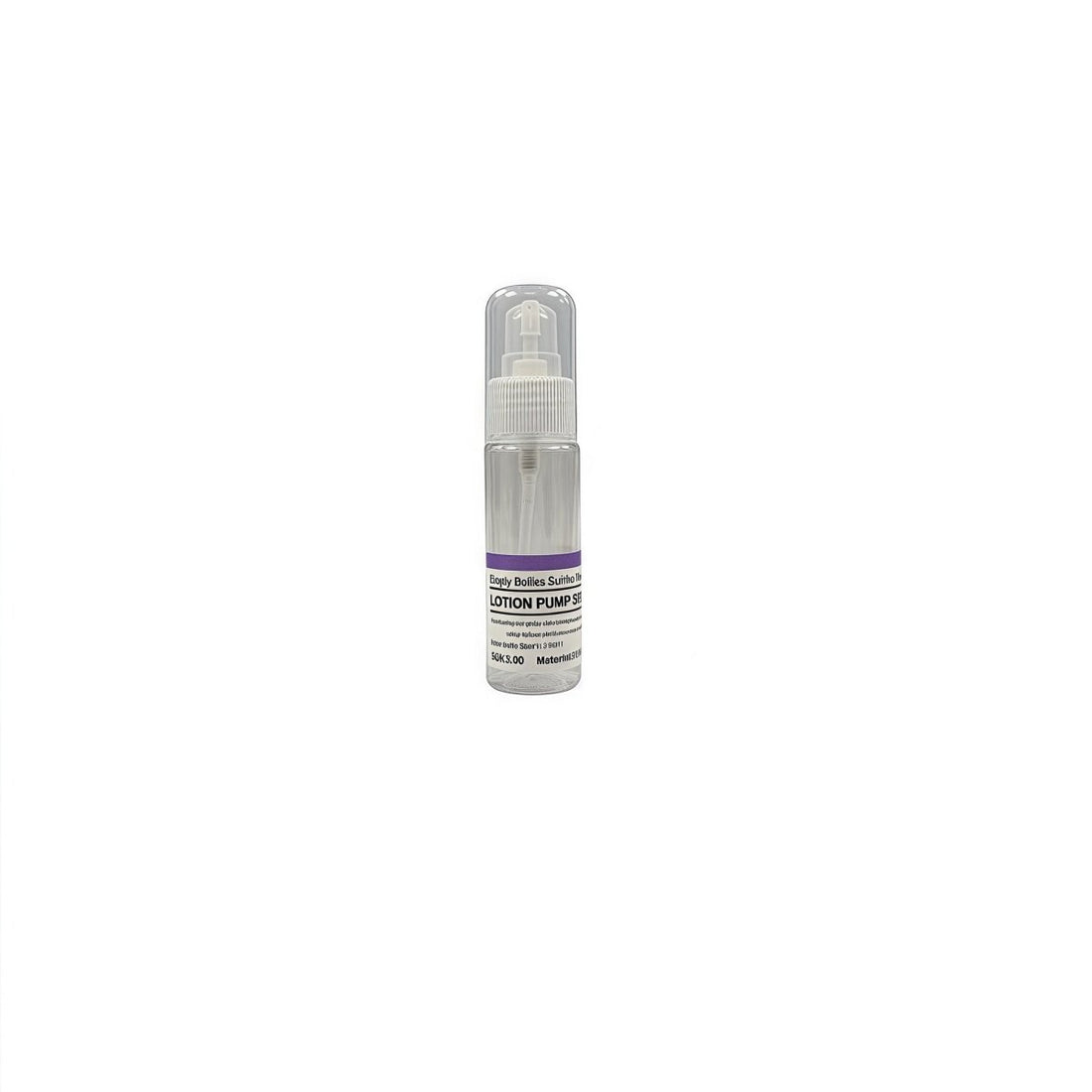 50 ml lotion pump spray bottle with translucent body and spray nozzle, clear cap