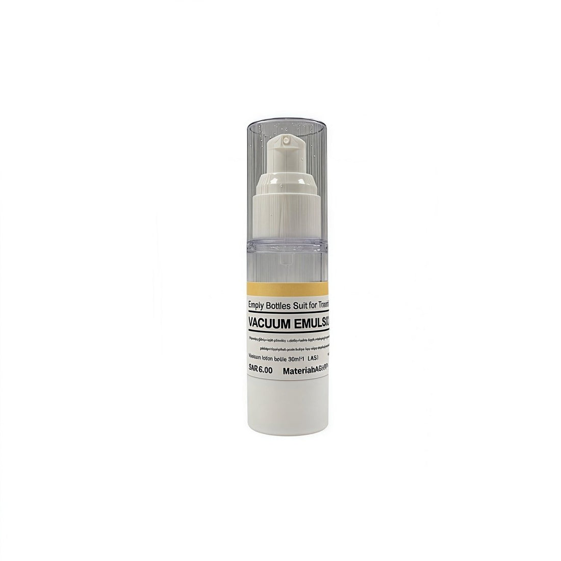 50ml vacuum pump bottle with spray mist top and clear liquid chamber