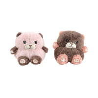 25cm plush bear doll set: light pink and brown, seated with embroidered paw pads