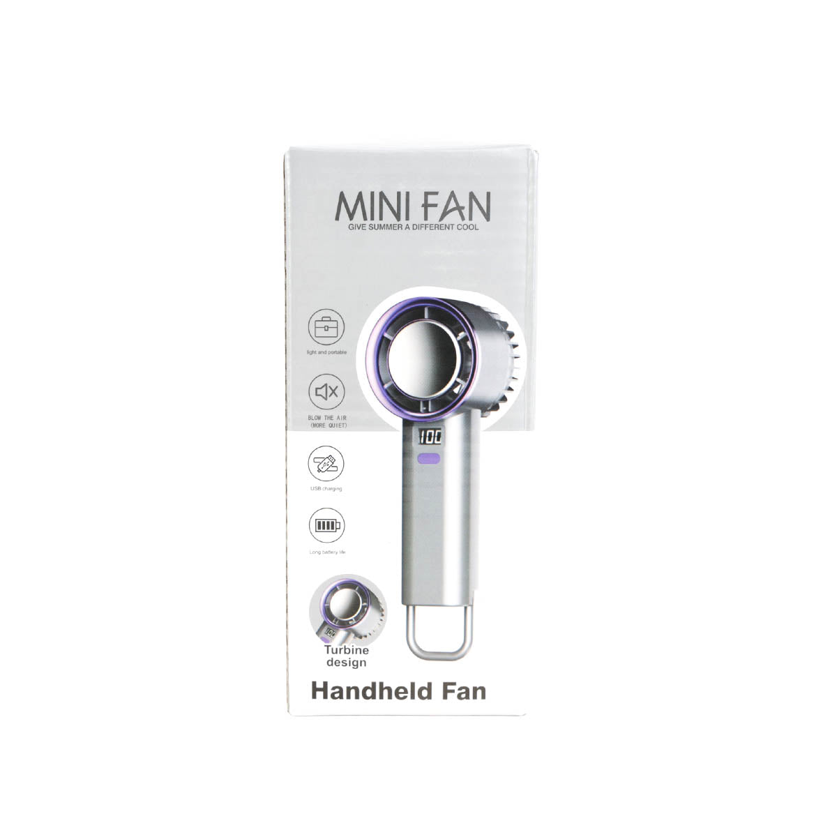 Retail package for a handheld fan with digital display
