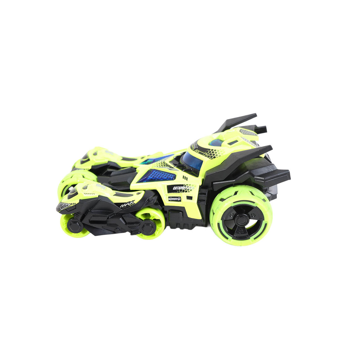 1:32 die-cast ejection chariot toy, neon yellow with blue graphics