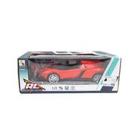 Red RC sports car displayed in its retail box