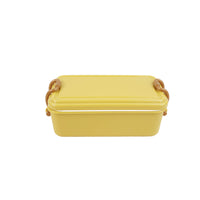 500ml yellow lunch box with hinged lid and side clips