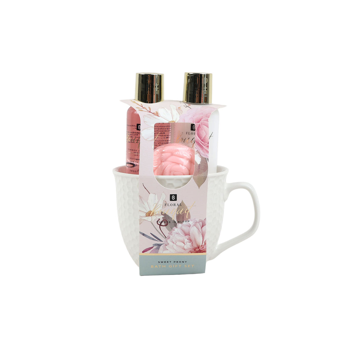 Floral rose body wash and lotion set in tissue box with rose-shaped soap