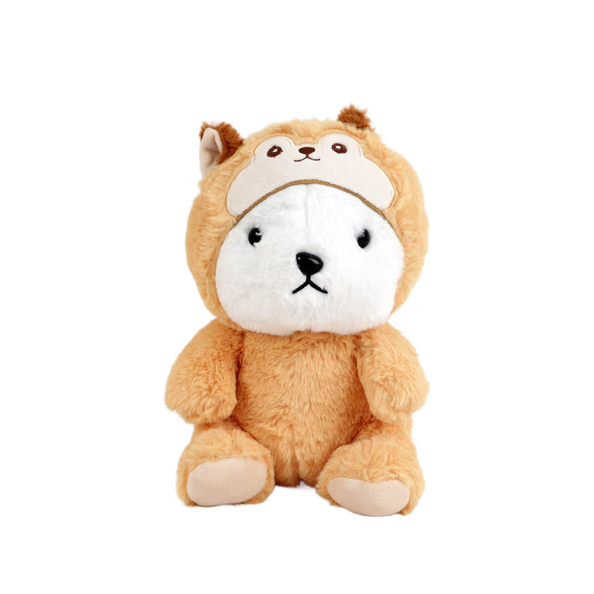 Brown plush bear with animal hat (27cm)