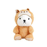 Brown plush bear with animal hat (27cm)