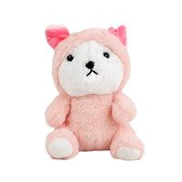 Light pink plush bear with animal hat (27cm)