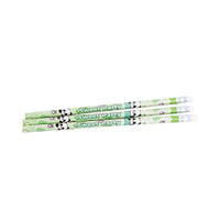 Three green pencils with panda and “Sweet Party” prints, clear erasers, three-pack