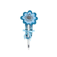 Blue flower sticky note set with wrapped stack and bow ribbon