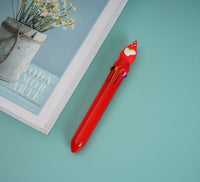 Red Santa Claus 6-color pen with smiling Santa cap on top