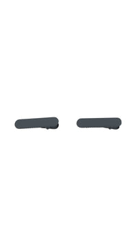 Black hair clips with anti-slip grip, two flat clips viewed from side