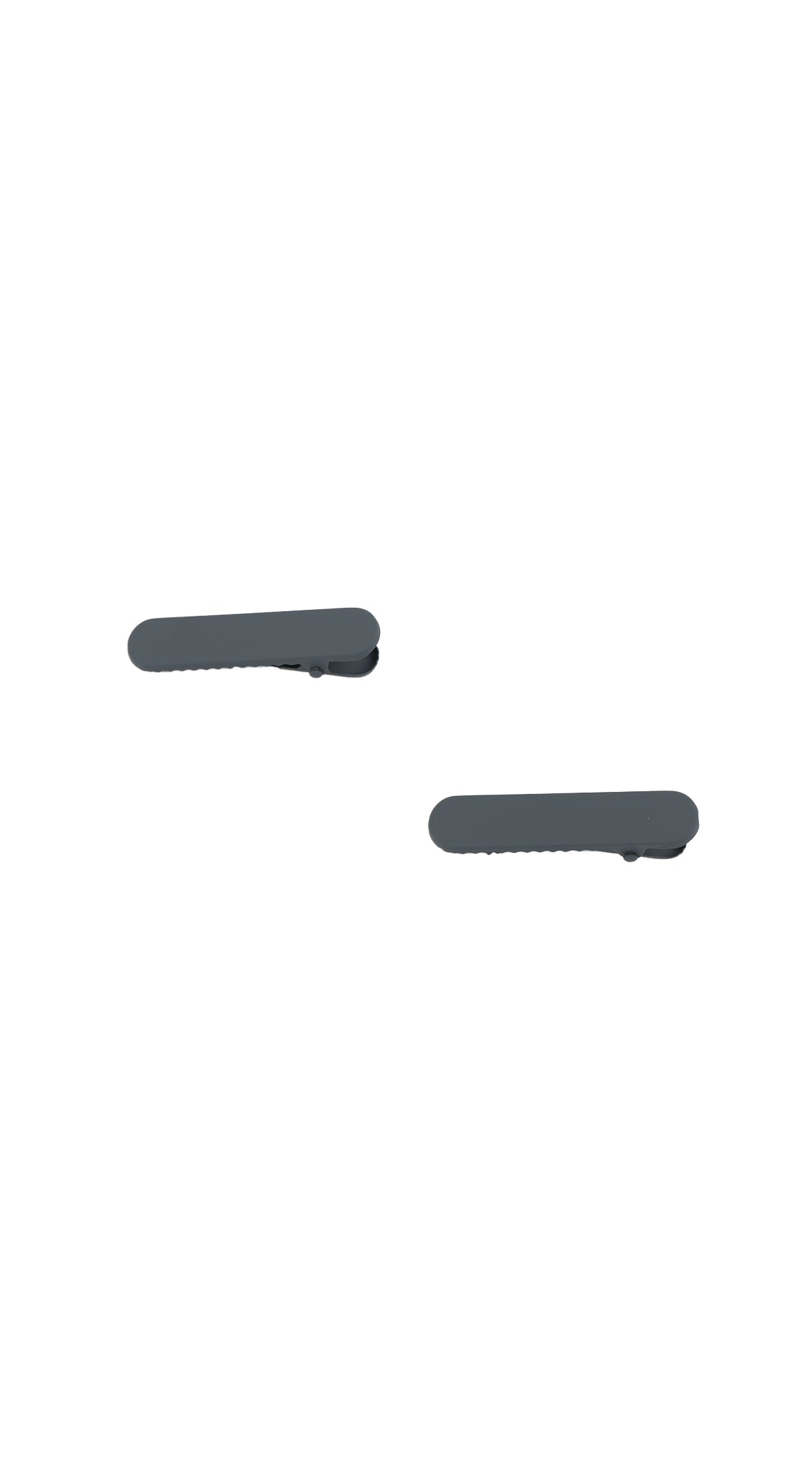 Black hair clips with anti-slip grip, two clips with textured ridges