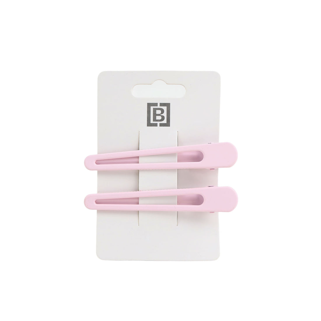 Pink double hair clip set on card, with ridged grippers
