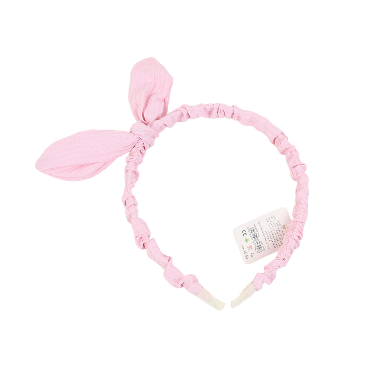 Light pink fabric headband with bow and ear-like details