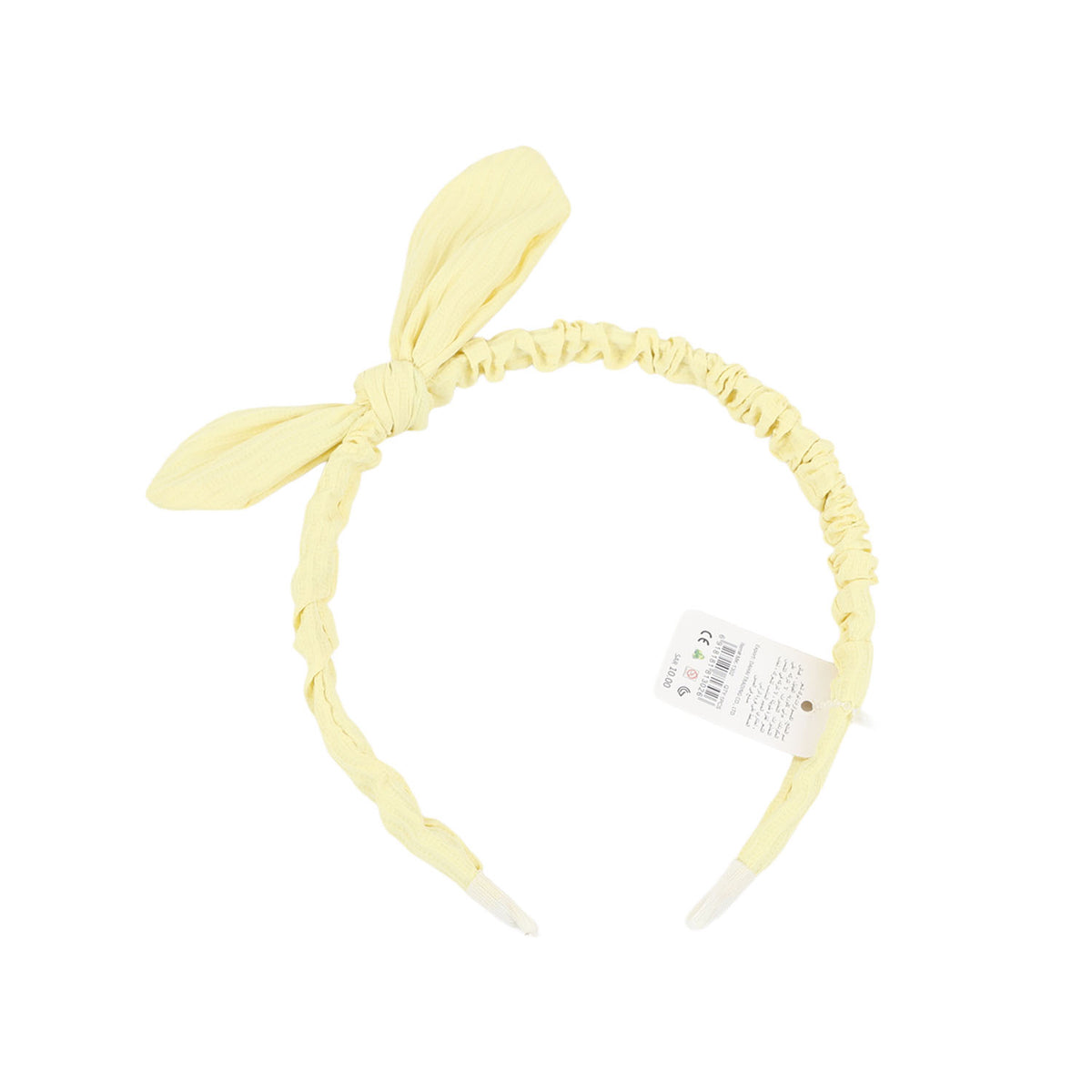 Yellow fabric headband with bow and ear-like details